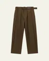 Loewe Cotton And Silk Straight-leg Trousers In Green