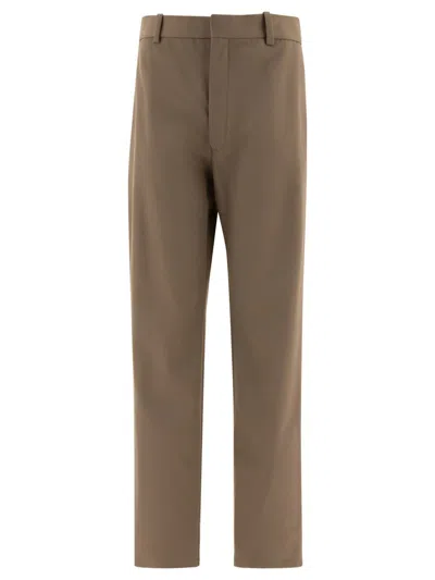 Loewe Cotton And Silk Trousers In Brown