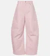 Loewe Barrel Pleated Wide-leg Ankle Trousers In Pink