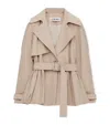 Loewe Cotton Belted Short Trench Coat In Neutral