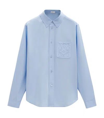 Loewe Cotton-blend Anagram Shirt In Blue