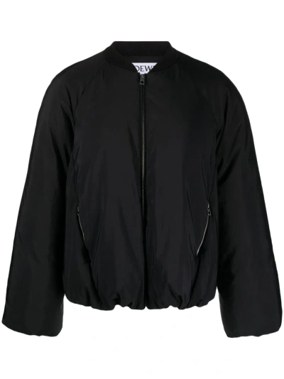 Loewe Cotton Blend Bomber Jacket In Black