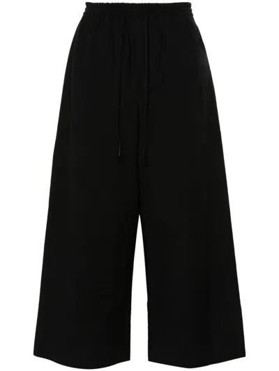 Loewe Cotton Blend Cropped Trousers In Black