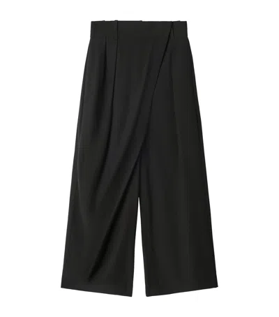Loewe Cotton-blend Cropped Wrap Trousers In Black