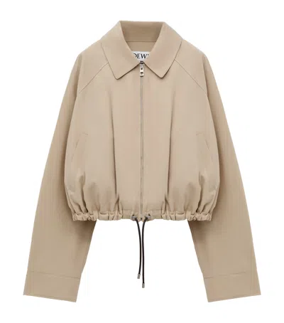 Loewe Cotton-blend Drawstring-hem Balloon Jacket In Beige