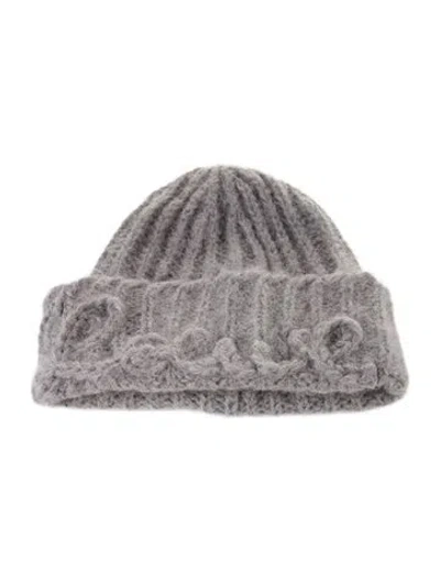 Pre-owned Loewe Cotton Blend Knit Beanie In Gray