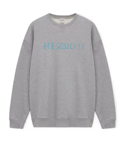 Loewe Logo-print Cotton-jersey Sweatshirt In Gray