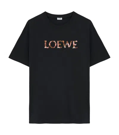 Loewe Cotton-blend Logo T-shirt In Black
