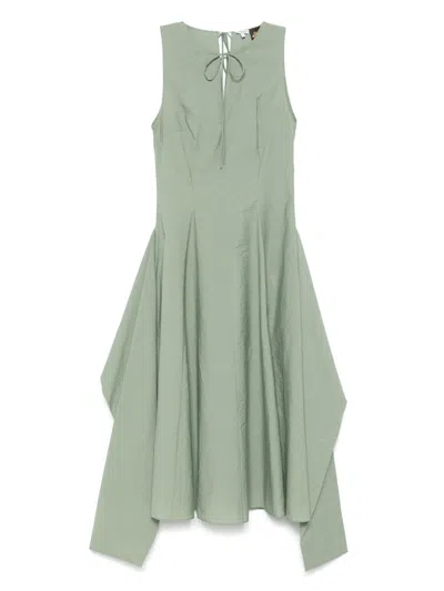 Loewe Draped Tie-waist Midi Dress In Green