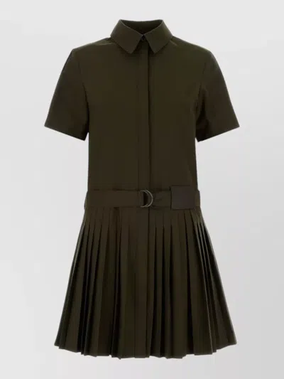 Loewe Cotton Blend Mini Dress Pleated Skirt Belt In Multi