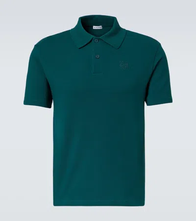 Loewe Cotton-blend Piqué Polo Shirt In Green