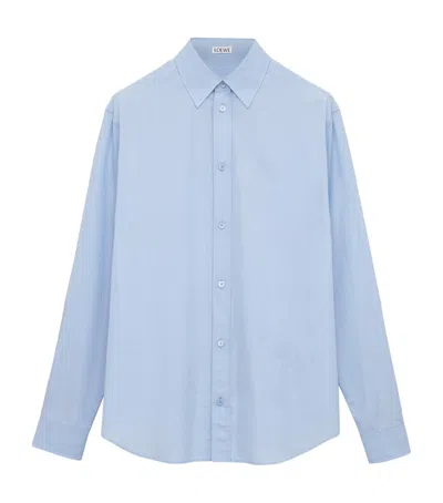 Loewe Cotton-blend Poplin Shirt In Blue
