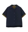 Loewe Womens Dark Blue Contrast-trim Short-sleeve Cotton-blend Shirt In Blue