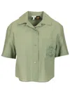 Loewe Cotton Blend Short Sleeve Shirt Shirts Green In Gray