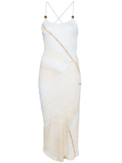 Loewe Cotton Blend Strappy Midi Dress In Neutral