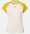 Loewe Anagram Embroidered Two-tone Cotton-blend Jersey T-shirt In Yellow