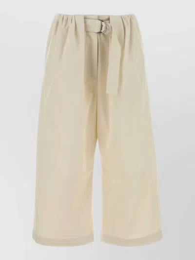 Loewe Cotton Blend Wide Leg Cropped Shorts In Neutral