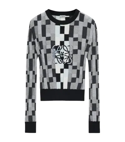 Loewe Cotton Block Anagram Sweater In Grey