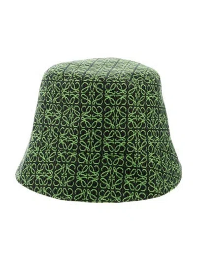 Pre-owned Loewe Cotton Bucket Hats W/ Embroidered Accents In Green