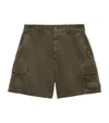 Loewe Cotton-calfskin Cargo Shorts In Green