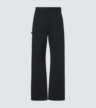 Loewe Straight Leg Cotton Cargo Trousers In Black