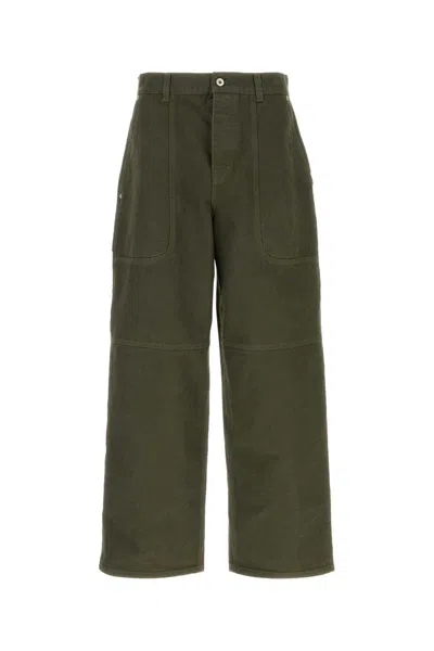 Loewe Khaki Cotton Cargo Pant In Green