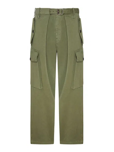 Loewe Cotton Cargo Pants In Green