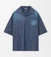 Loewe Embroidered-pocket Short-sleeve Shirt In Blue