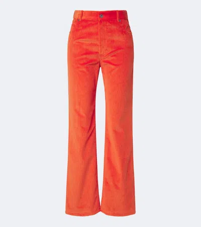 Loewe Cotton Corduroy Straight Pants In Orange