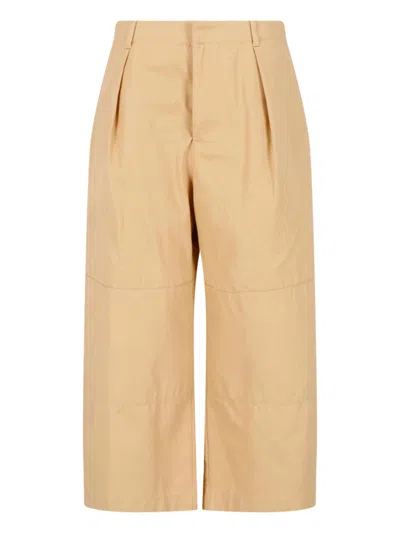 Loewe Cotton Crop Pants In Neutral