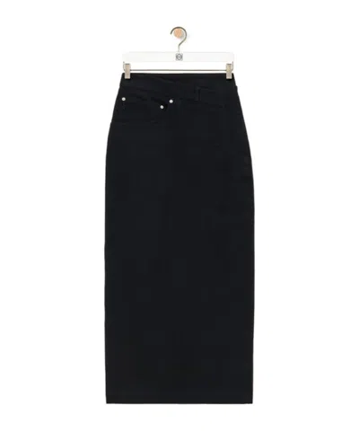 LOEWE LOEWE DECONSTRUCTED-DESIGNED DENIM MIDI SKIRT