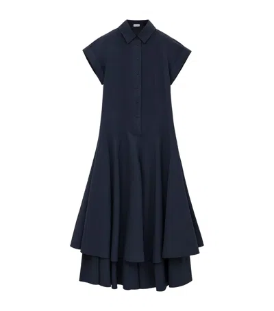 Loewe Cotton Double-layer Midi Dress In Black