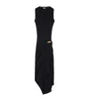 Loewe Cotton Draped Midi Dress In Black