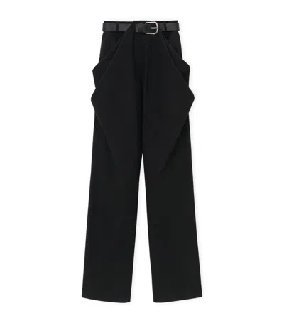 Loewe Cotton Draped Trousers In Black
