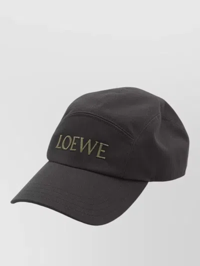 Loewe Cotton Drill Camp Hat Curved Brim In Black