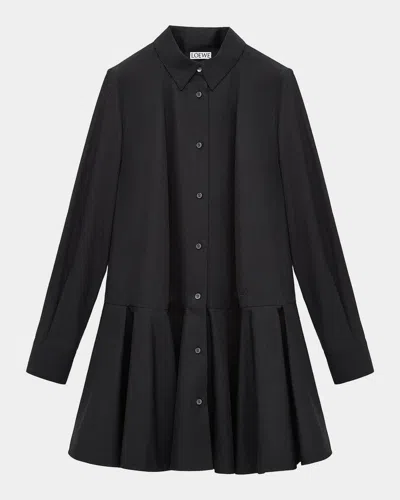 Loewe Cotton Drop-waist Midi-shirtdress In Black
