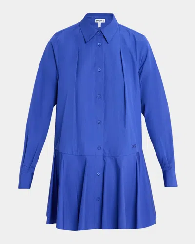 Loewe Cotton Drop-waist Midi-shirtdress In Blue