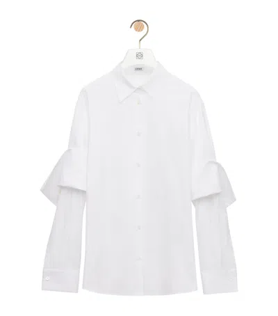 Loewe Womens White Stripe Long-sleeve Cotton Shirt