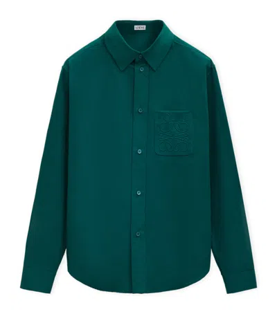 Loewe Cotton Embroidered Logo Shirt In Green