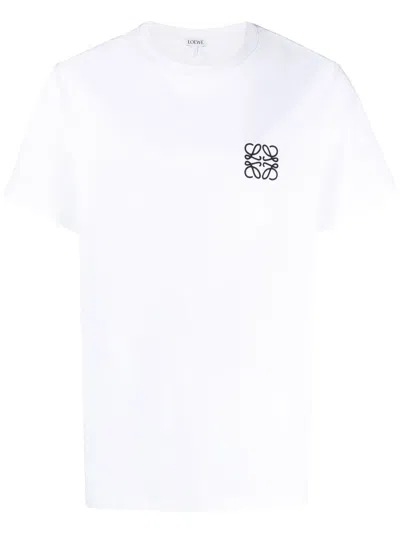 Loewe Slim-fit Logo-embroidered Cotton-jersey T-shirt In White