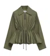 Loewe Womens Khaki Green Drawstring-waist Cotton-blend Jacket In Green
