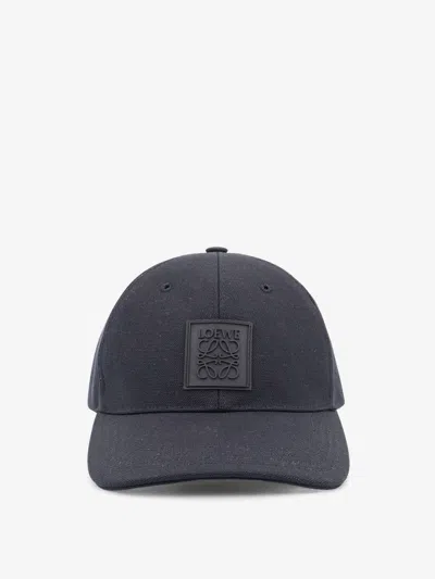 Loewe Cotton Hat With Rubber Anagram Logo Patch In Black