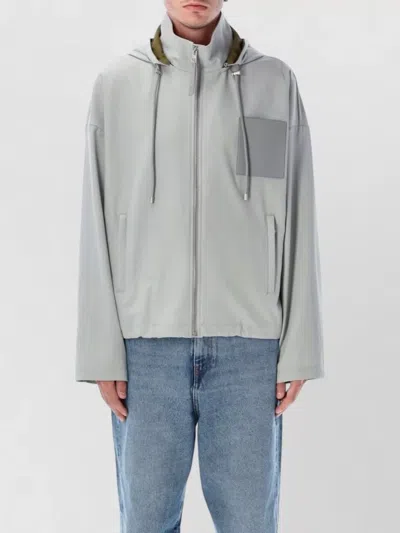 Loewe Cotton Hooded Jacket Removable Hood Drawstrings In Gray