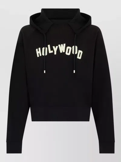 Loewe Cotton Hooded Top Casual Streetwear Style In Black