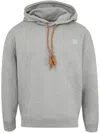 Loewe Cotton-blend Leather-anagram Hoodie In Gray