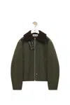 Loewe Shearling And Leather-trimmed Garment-dyed Cotton-twill Jacket In Black