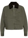 Loewe Shearling-trimmed Cotton-drill Jacket In Green