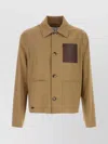 Loewe Cotton Jacket With Contrast Pocket And Front Pockets In Brown