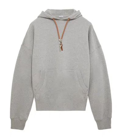 Loewe Cotton Key-detail Anagram Hoodie In Gray