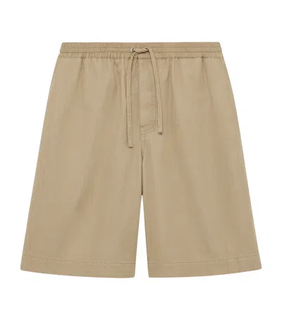 Loewe Straight-leg Cotton Drawstring Shorts In Neutral